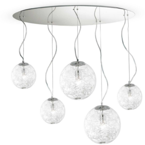 Pendel lampe Ideal Lux Mapa Max - krom-glas hængelampe med justerbar højde 350-1100 mm, 5ÃE27